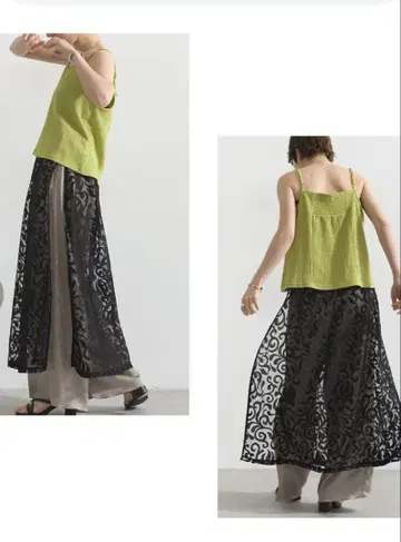 메쉬 레이스 레이어드 랩 스커트