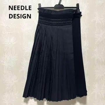 NEEDLE DESIGN 히 블랙 플리츠 랩스커트 사이즈 38