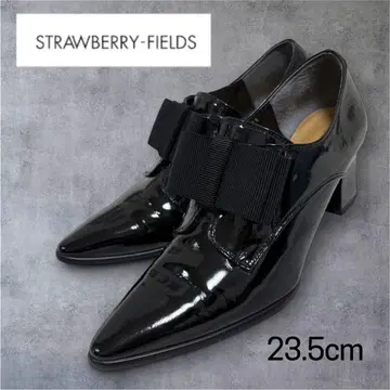 STRAWBERRY-FIELDS 리본 펌프스 23.5cm 블랙 에나멜
