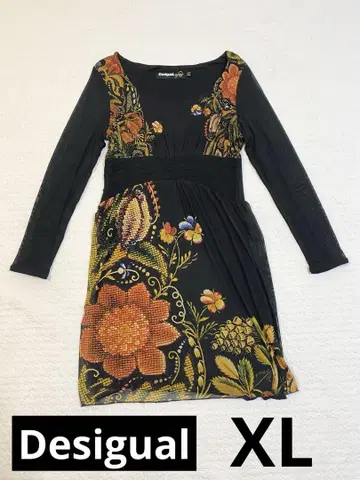 Desigual 꽃무늬 긴팔 튜닉 원피스