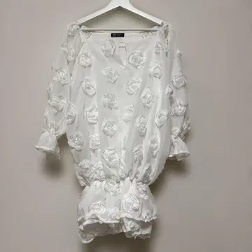 셔츠 블라우스 플라워 모티브 벌룬 슬리브 풀오버 여성용