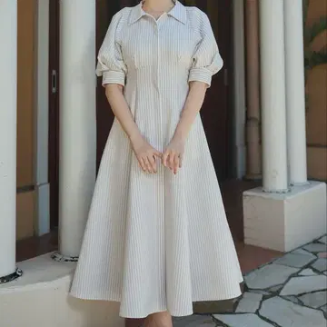 비엔나 볼륨 소매 셔츠 드레스