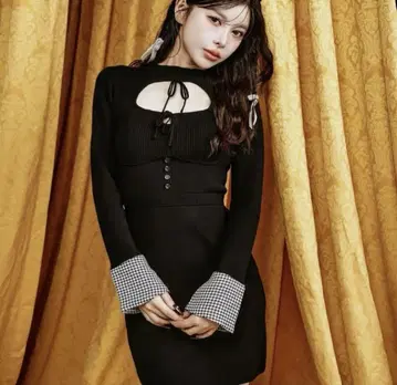 Darich 프론트 오픈 니트 미니 원피스