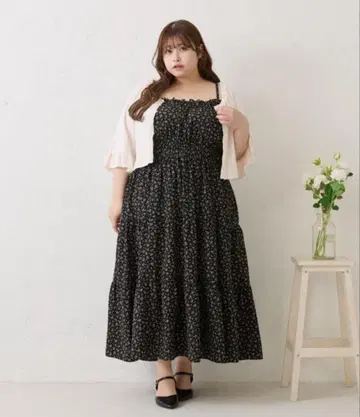 플라워 프린트 롱 원피스 3XL