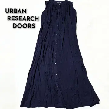 URBAN RESEARCH DOORS 다크 네이비 밴드 카라 개더 원피스