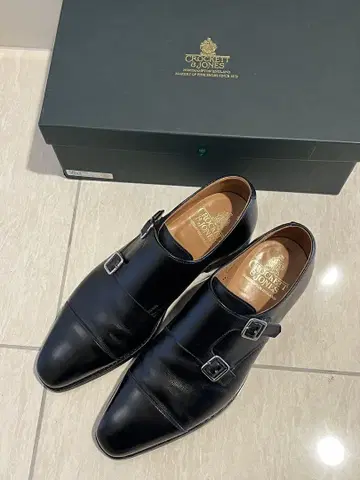 Crockett & Jones 더블 몽크 스트랩 신발 블랙