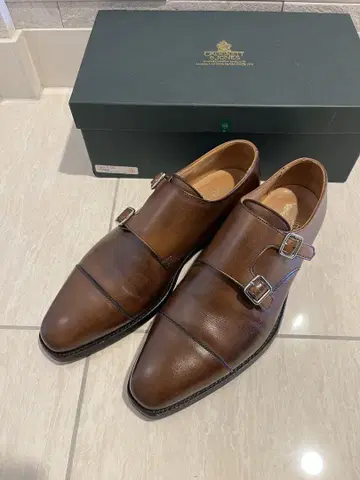 Crockett & Jones 더블 몽크 스트랩 신발 브라운