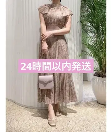 SNIDEL 허리 리브 프린트 원피스