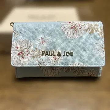 PAUL & JOE 꽃무늬 명함지갑 스카이블루
