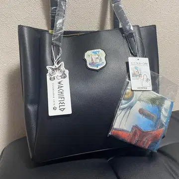 WACHIFIELD 와치필드 토트백 블랙 가죽 스카프 고양이