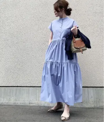 Emma Taylor 엠마 테일러 이지케어 펄 버튼 티어드 원피스