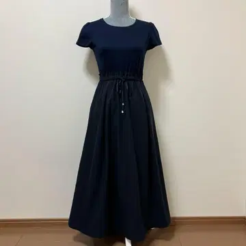 수나우나 네이비 도킹 롱 원피스 반팔 여름 성인 고급 청순