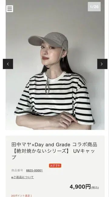 Day and Grade UV 캡 그레이 스트라이프