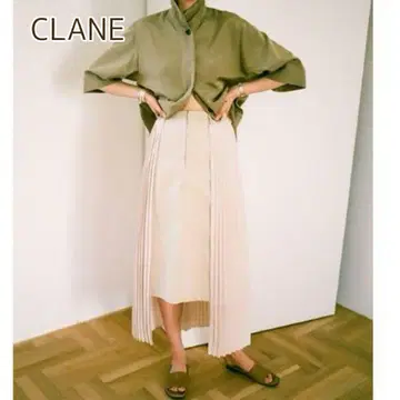 클라네 CLANE 사이드 플리츠 스커트 도킹 이소재 베이지 2 M