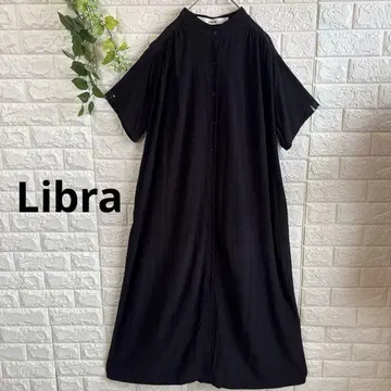 Libra 리브라 블랙 레이온 스탠드 카라 롱 원피스