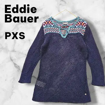 에디 바우어 긴팔 니트 굵은 뜨개질 네이비 에스닉 마 혼방 [새상품급]