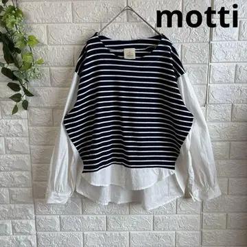 motti 모티 보더 셔츠 이소재 믹스 레이어드 스타일 루즈핏
