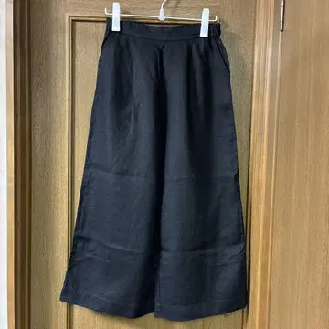 마블슈드 린넨 와이드 팬츠 블랙