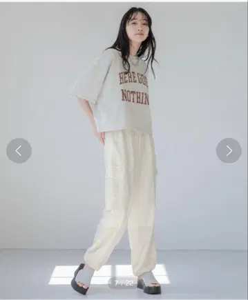 LOWRYS FARM 더블 허리 카고 팬츠 (화이트)