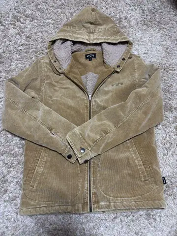Billabong 후드 부착 코듀로이 자켓 M 베이지