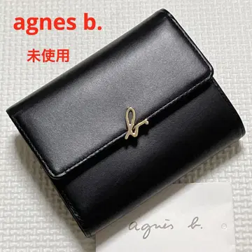 미사용 agnes b. 에네스베 가죽 3단 폴더형 지갑 블랙 검정