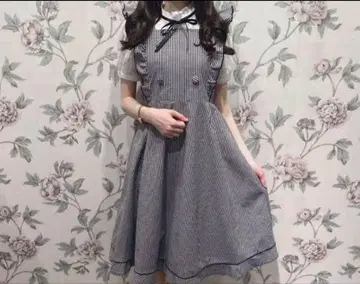 evelyn 깅엄 체크 어깨 프릴 원피스 잔스카