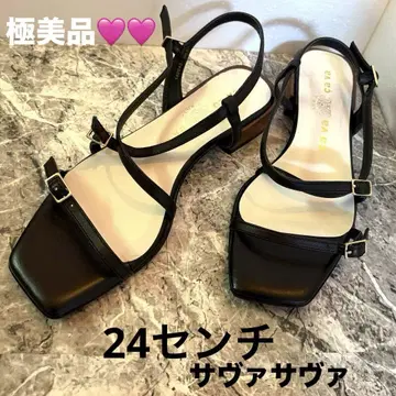 컨디션 최상] 카바 카바 사바사바 블랙 스트랩 샌들 로우 힐