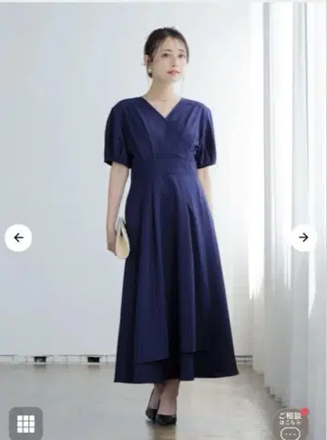 코히나 린넨 라이크 카슈쿨 랩 스타일 원피스 short 네이비