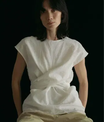 anuke Linen Cachecoeur Tops 화이트