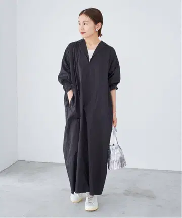 IENA 하이 카운트 트윌 셔츠 원피스 블랙