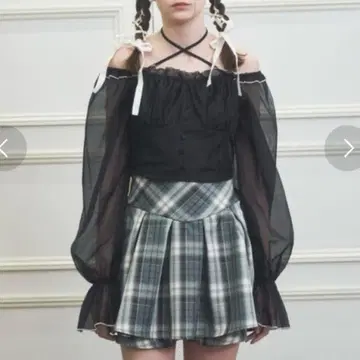 Lovilyn 2way 프론트 크로스 초커 프릴 오프 숄더 블라우스