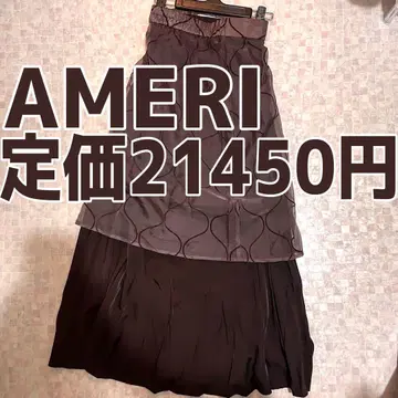 AMERI 시스루 스커트 롱 블랙 튤 오간자 브라운