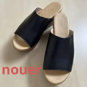 nouer 누에르 천연 가죽 야마다야 웨지솔 샌들 블랙