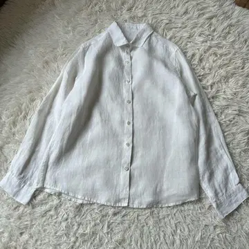YARRA 야라 린넨 100% 린넨 긴팔 셔츠 화이트