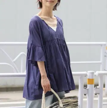 레이온 코튼 보일 볼륨 개더 풀오버
