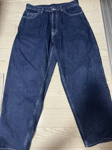 다크 블루 와이드 레그 데님
