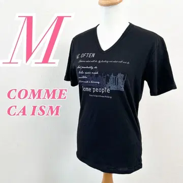 COMME CA ISM M 블랙 반팔 티셔츠 프린트 캐주얼