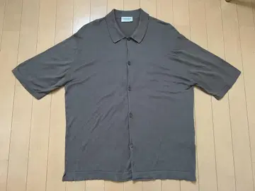 John Smedley 반팔 셔츠 씨 아일랜드 코튼 베이지 머스크 L