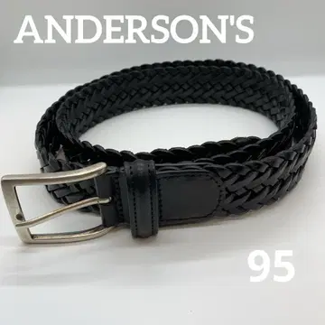 Anderson's 웨빙 블랙 가죽 벨트 95 이탈리아제