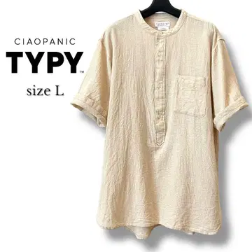 차오패닉 TYPY 아이보리 베이지 노카라 린넨 셔츠 반팔 L