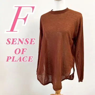 SENSE OF PLACE 브라운 긴팔 스웨터 얇은 소재 캐주얼 코디