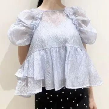 SNIDEL 페플럼 튜닉 블라우스 LBLU