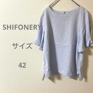 SHIFONERY 스카이블루 반팔 셔츠/블라우스 빅 사이즈 루즈한 사이즈