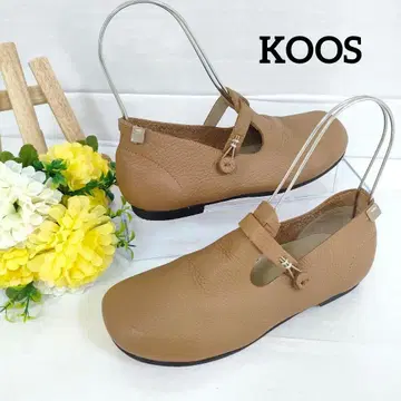 거의 미사용 코스 KOOS 주름 가죽 스트랩 신발 천연 가죽 펌프스 37