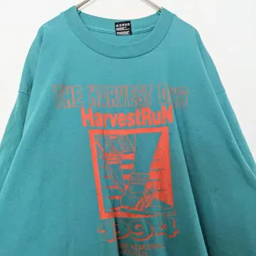 90s USA제 그린 XL 프린트 티셔츠 싱글 스티치