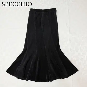 SPECCHIO 셔틀 플리츠 머메이드 롱 스커트 블랙 40