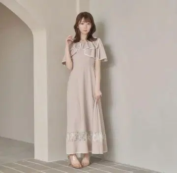 로제뮤즈 piping lace switching dress