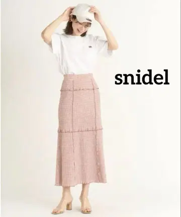 snidel 스나이델 멜로 컷 타이트 스커트 핑크 깅엄 체크