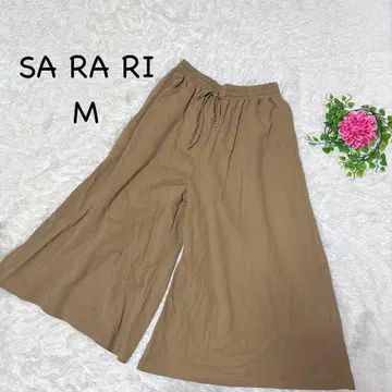SARARI M 브라운 가우초 팬츠 허리밴딩 나일론 체형 커버