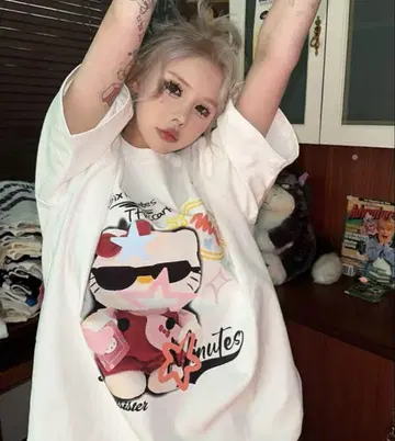 헤이세이 갸루 y2k 헬로키티 티셔츠